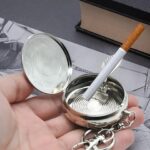 Ashtray with Keyring Mini Ashtray Stainless Steel Pocket Ashtray Portable Circular Ashtray with Key Chain - Image 3