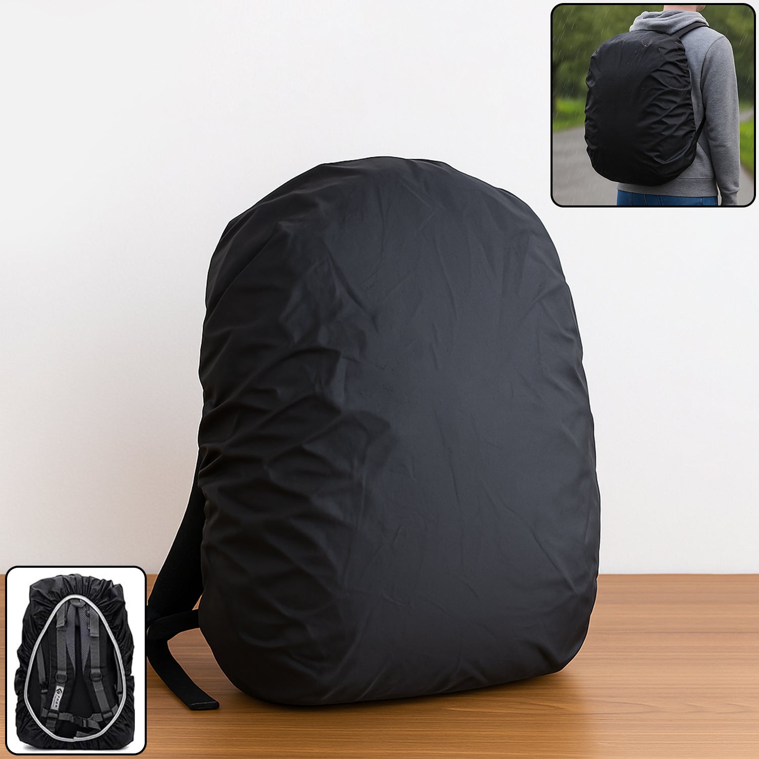 PHOTO 6 Waterproof Small Size Backpack Rain Cover - Durable and Lightweight Protective Bag Cover with Elastic Fit for Hiking, Travel, School, and Outdoor Use Compact, Foldable, and Reusable - Image 1